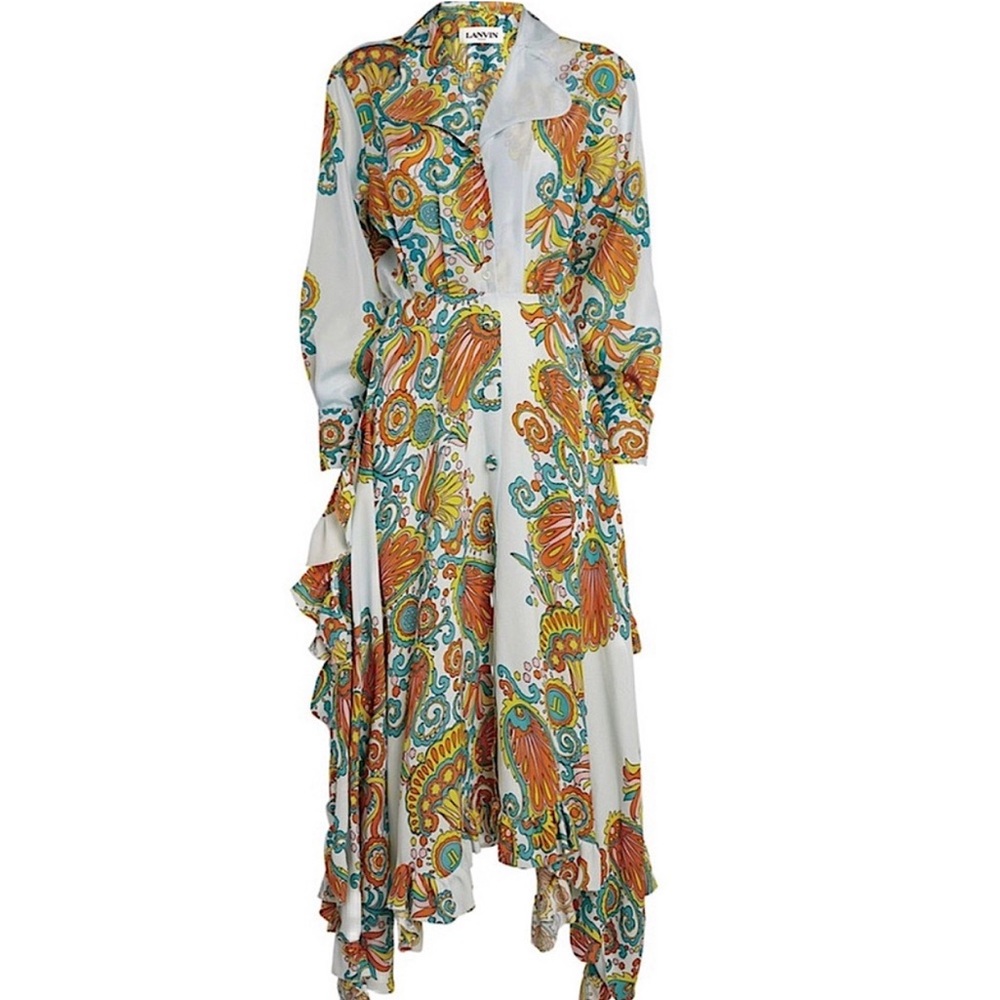 LANVIN Floral Printed Long Dress Runway